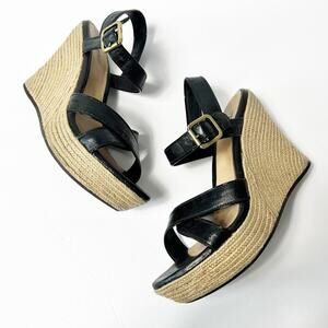 UGG Jackilyn Sandal’s Women Black Wedge Heels Size 9.5
